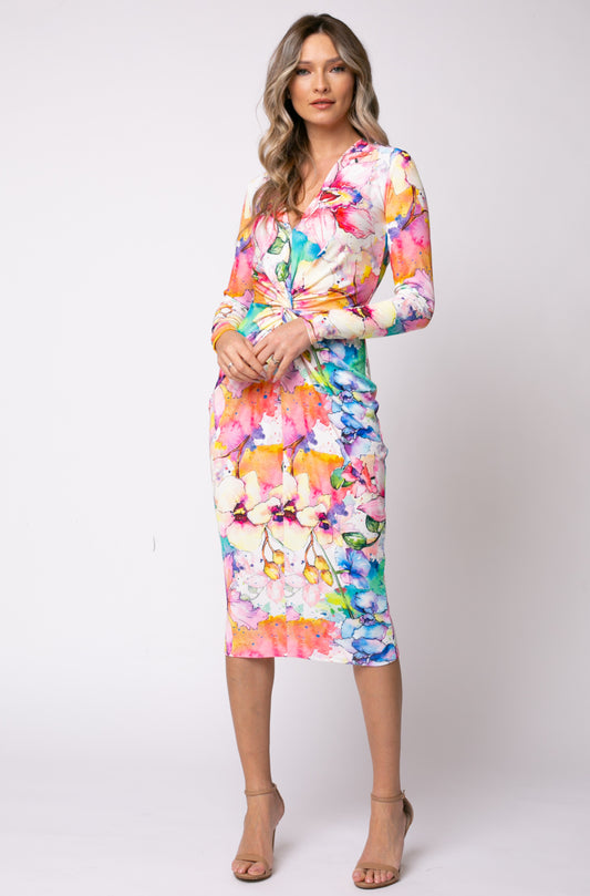 Rochie midi Mallorca cu print Provence