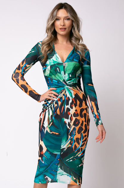 Rochie midi Mallorca cu print Amazon