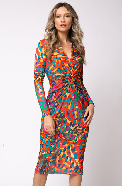 Rochie midi Mallorca cu print Gaudi