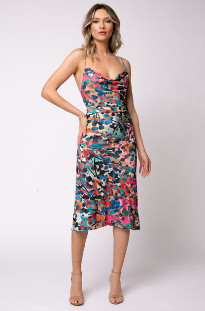 Rochie midi din Jerseu Tulum cu Print Barcelona