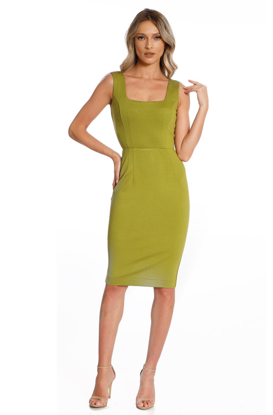 Rochie midi lime cu fermoar pe spate Kensington