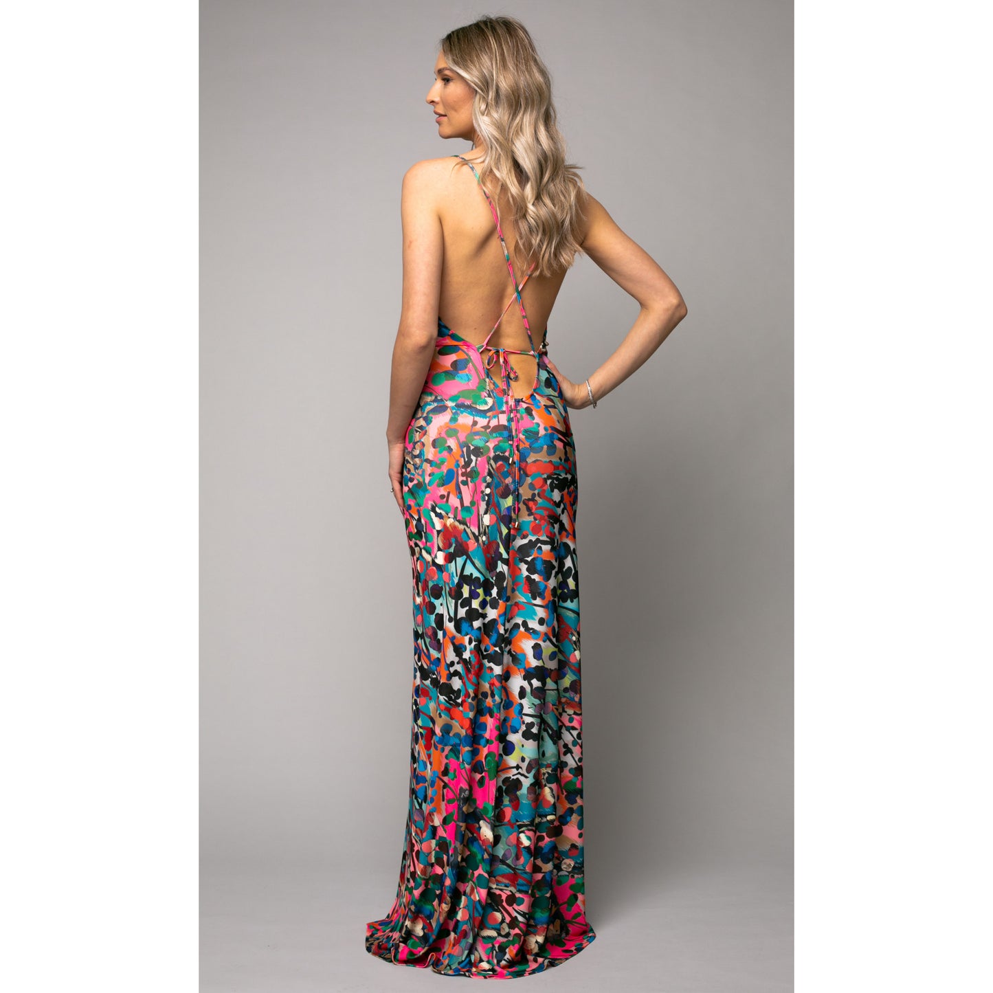 Rochie Maxi din Jerseu Tulum cu Print Barcelona