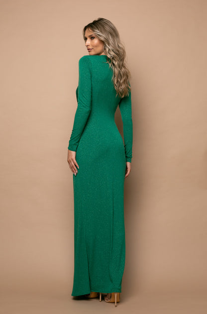 Rochie verde maxi din jerseu cu sclipici Mallorca