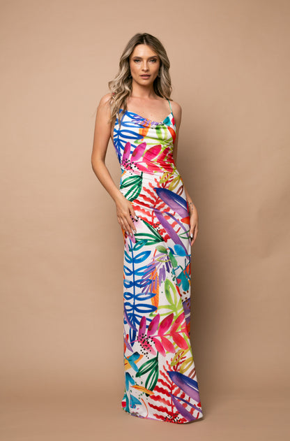 Rochie Maxi din Jerseu Tulum cu Print Capri