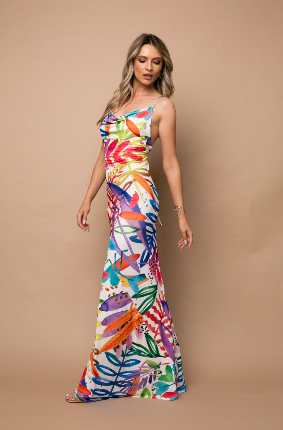 Rochie Maxi din Jerseu Tulum cu Print Capri