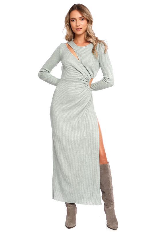 Rochie lunga verde mint din jerseu ribbed Mykonos