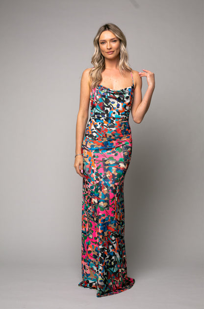 Rochie Maxi din Jerseu Tulum cu Print Barcelona