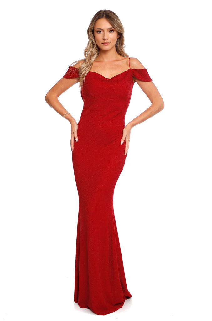 Miami Glitter Jersey Maxi Dress In Red