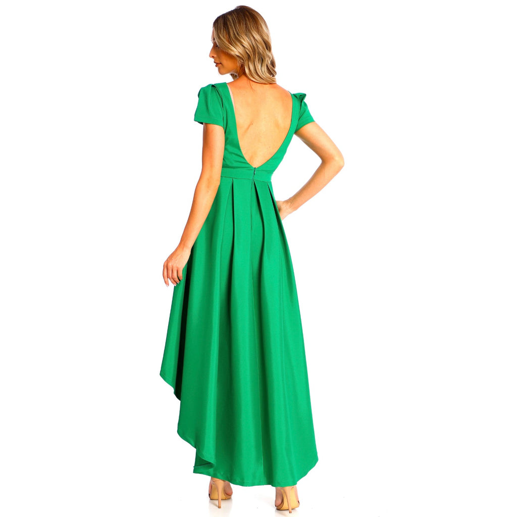 New York Classic Asymmetrical Sleveless Dress With Pockets In Green